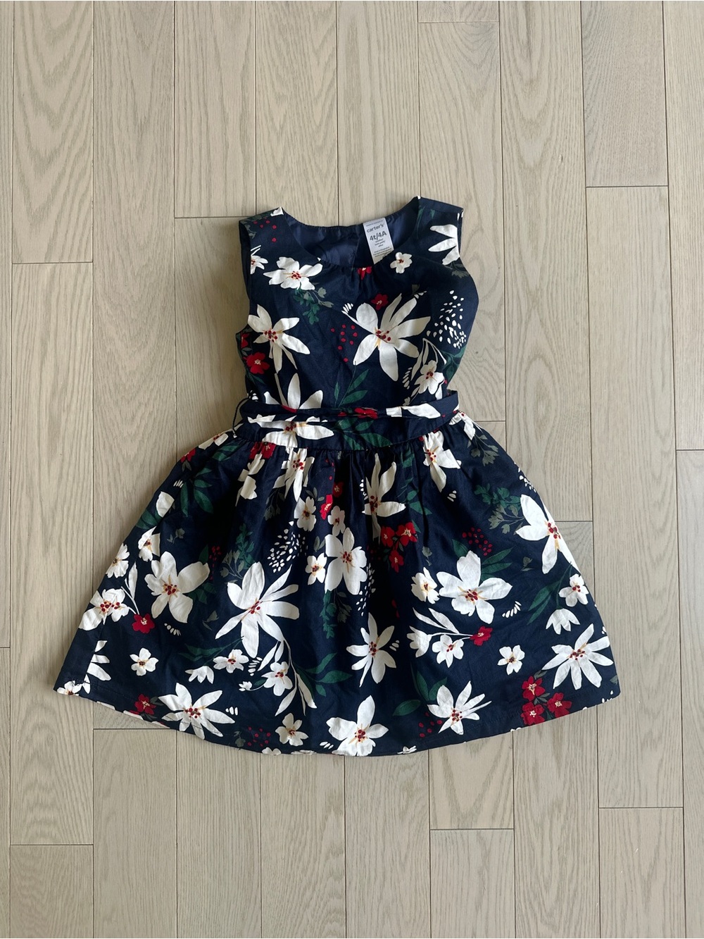 🌷Carter’s Girls Navy Floral Fit-and-Flare Dress 4T